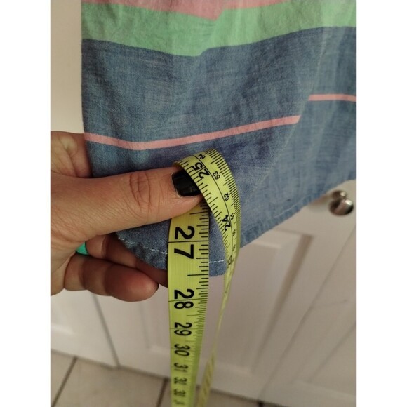 Talbots Blue and white light weight color block blouse - Picture 6 of 6